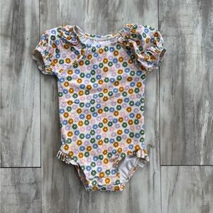 Hanna Anderson Baby Girl’s 18-24M One Piece Swimsuit Floral Puff Sleeves Beach